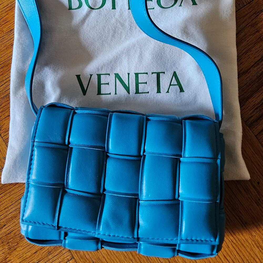 WORN ONCE Bottega Veneta Small Padded Cassette in Pool